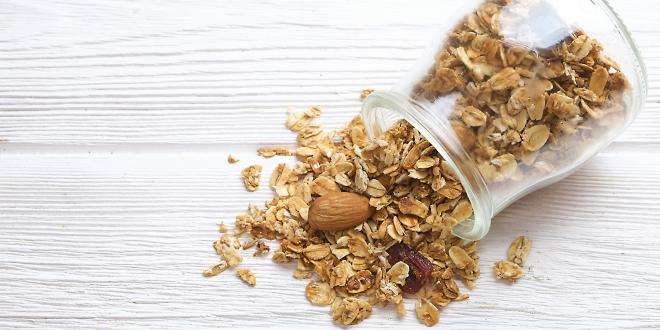 a jar of granola and nuts